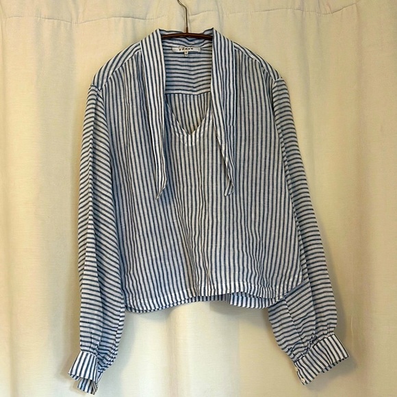 Frame Handkerchief Striped Linen Top - Picture 2 of 6